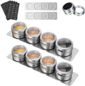 Set of 8 Magnetic Spice Tins with Metal Wall Plates
