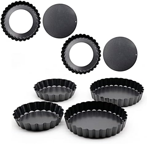 Removable Bottom Tart Pan Set 6PCS Non Stick Carbon Steel Ideal for