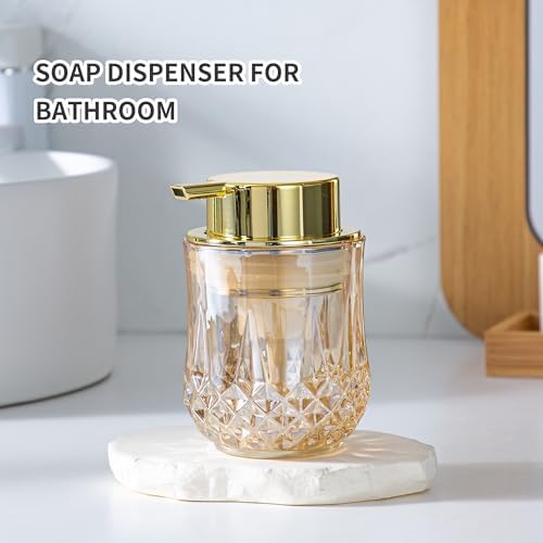 Enra Glass Soap Dispenser, Gold Hand Soap Dispenser Crystal Small