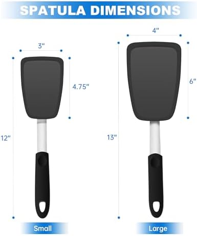 2 Pack Flexible Silicone Spatula Turner, Non Scratch Cookware Safe