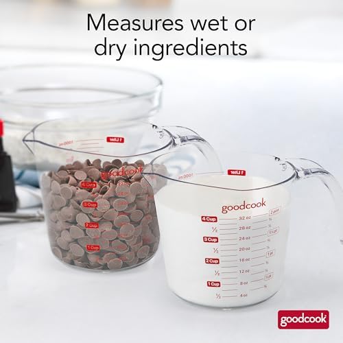 GoodCook Everyday 4-Cup Liquid Measuring Cup, Clear Plastic with