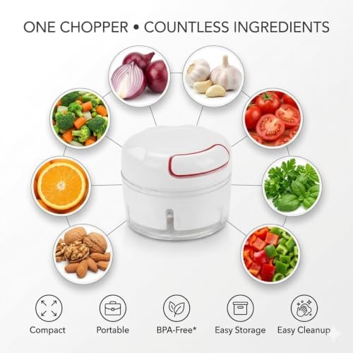 Manual Pull String Food Chopper, Portable Kitchen Mincer for