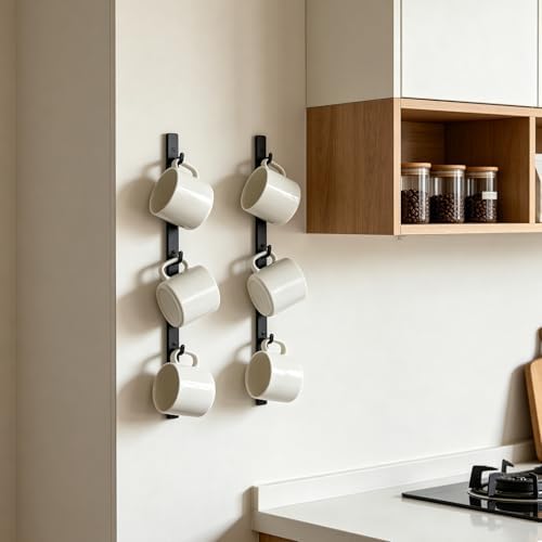 Yohsnor 2PCS Coffee Mug Rack-Hanging Iron Coffee Cup Holder with 6