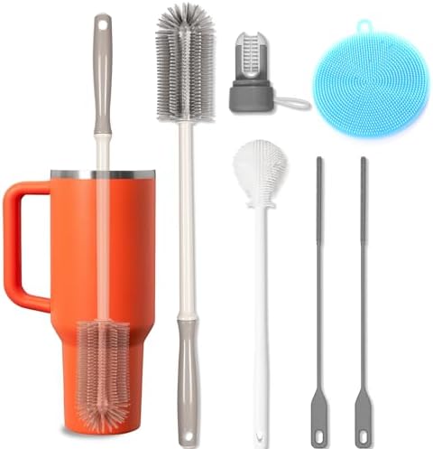 15.7" Silicone Bottle Brush Set - 6 Pack Water Bottle and Straw