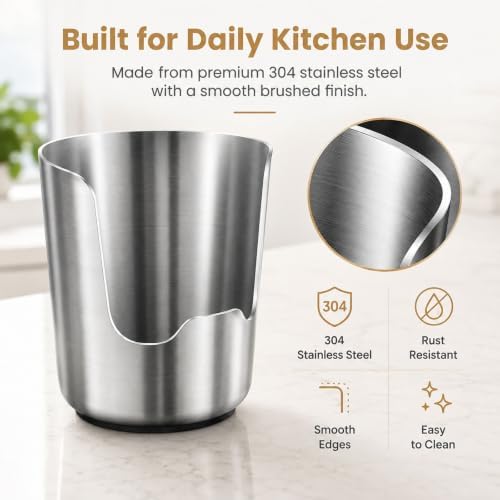 304 Stainless Steel Kitchen Utensil Holder, Pot Lid & Spoon Rest