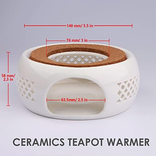 KEISSCO Teapot Warmer, Ceramic Teapot Heater with Cork Cushion Coffee