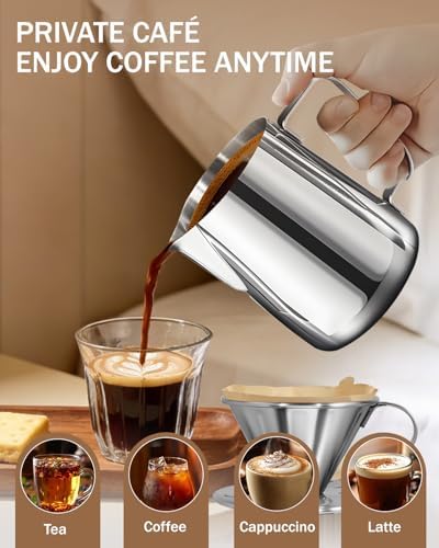 Pour Over Coffee Dripper 20.3oz (2-3 Cup)-304 Stainless Steel Reusable