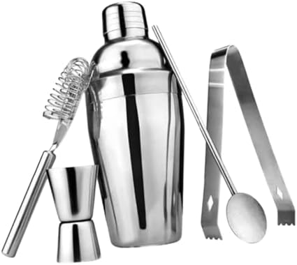 HAKIDZEL 5pcs Stainless Steel Cocktail Bartending Set Stir Bar Spoon