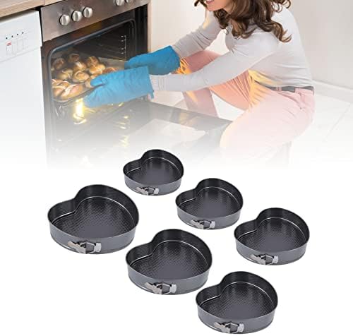 6pcs Heart Shaped Non Stick Springform Pan Set, Stainless Steel Baking