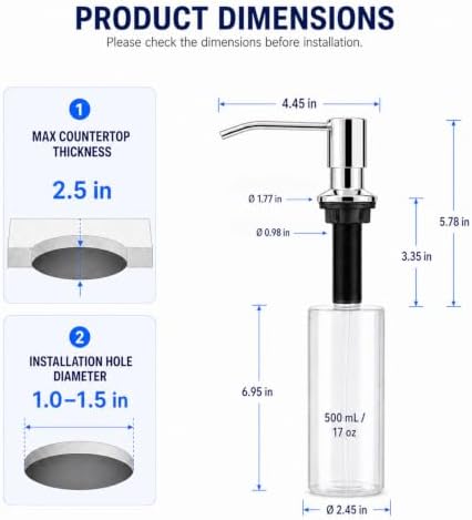 Wardock Kitchen Sink Soap Dispenser, Chrome
