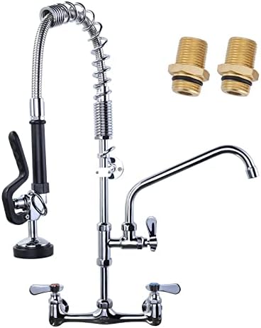 Commercial Wall-Mount Kitchen Faucet, 8 Inch Center, 9.6" Spout