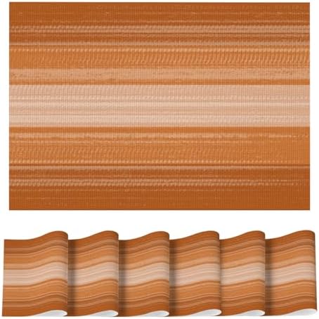 Artoid Mode Orange Stripe Thanksgiving Fall Vinyl Placemats Set of