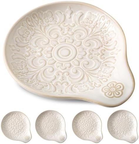 Farmhouse Ceramic Spoon Rests Holder for Kitchen Counter Stove Top