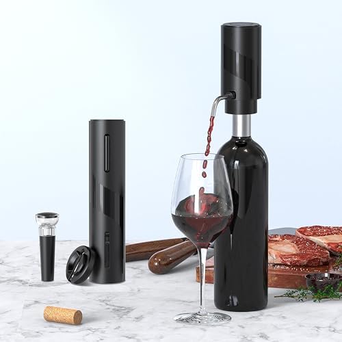 4-in-1 Electric Wine Opener Set – USB Rechargeable with Wine Decanter