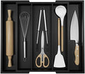 Kitchen Utensil Organizer, Expandable Bamboo Tray, Black