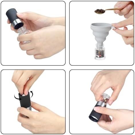 Mini Salt and Pepper Grinder Set, 2 Small Shakers