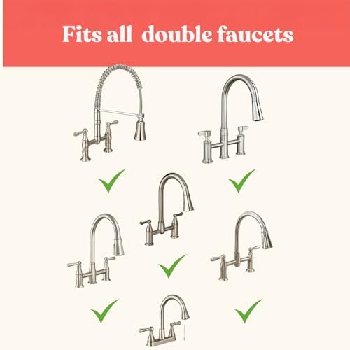 2 Hole Kitchen Sink Splash Guard (22 INCH) Wide-Modern Faucet Mat for