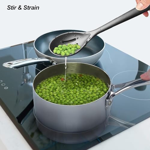 VOVOLY Silicone Spoons for Cooking, Solid & Slotted Spoon Set, Med