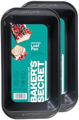 Baker's Secret 2pcs Loaf Pan for Baking Bread, Nonstick Carbon Steel