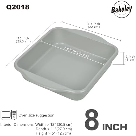 8 x 8 Inch Square Brownie Cake Pan, Non-Stick Aluminum Naturally Slick