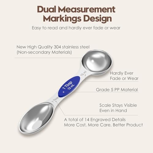 Magnetic Measuring Spoons Set with Measurement Markings | Colorful