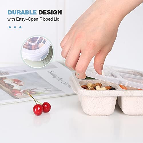 4 Pack Snack Containers, 4 Compartments Bento Snack Box, Reusable Meal