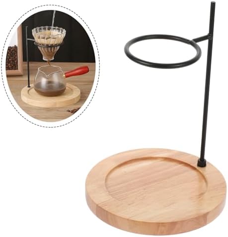 Metal Coffee Dripper Stand with Wood Base, Hand Brew Rack Holder