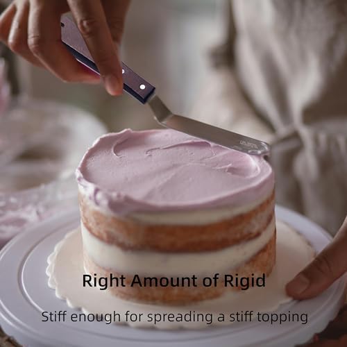 Cake Decorating Angled Icing Spatula Set of 6 8 & 10 Inch Wooden
