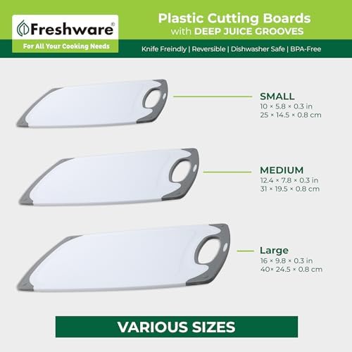 Freshware Cutting Boards for Kitchen, Chopping Board 3-Pack with