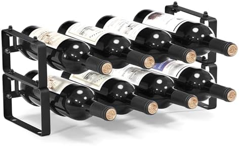 Stackable Wine Rack Countertop, 2 Tier 8 Bottle Wine Holder for