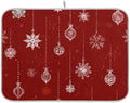 OTVEE Festive Red Ornaments Dish Drying Mat for Kitchen Counter