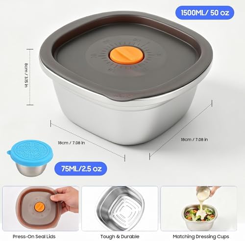 3-Pack 50oz Stainless Steel Salad Bowls