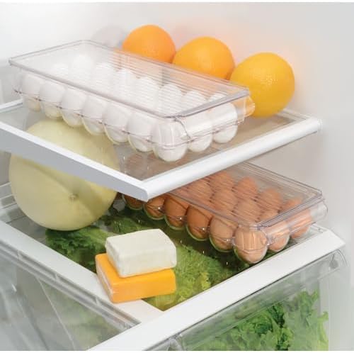iDesign Clear Plastic Egg Holder for Fridge, 21 Egg