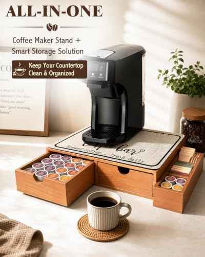 Wooden K Cup Organizer Coffee Pod Storage Box, K Cup Holder with 3 Drawer