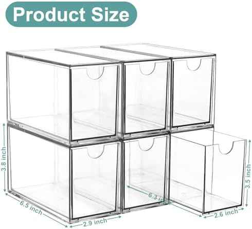 LANLISA Acrylic 6 Pack Tea Bag Organizer and Storage