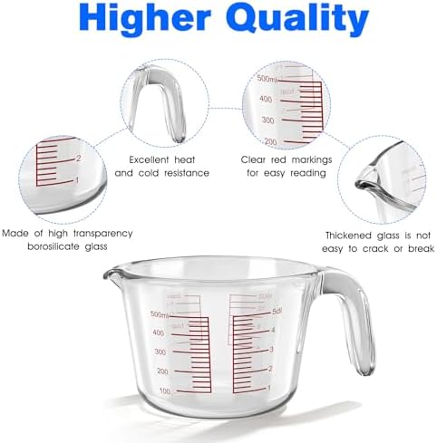 2-Cup Liquid Glass Measuring Cups 16 OZ for Kitchen Baking Coffee
