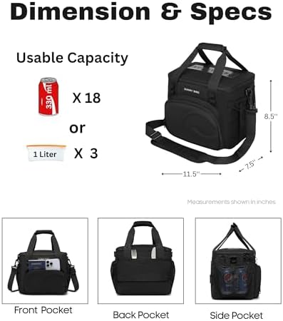 SUNNY BIRD 12L Large Insulated Lunch Bag, Leakproof and Foldable Lunch