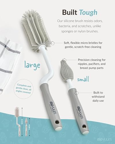 Moyuum Silicone Baby Bottle and Nipple Brush Set | Made in Korea