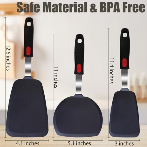 TOTDTDA 3-Pack Large Silicone Spatula Turners