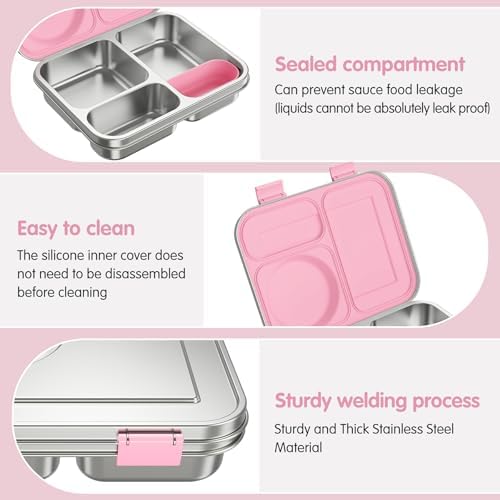 Stainless Steel Bento Box Kids Adult with 8oz Soup Thermo, 3