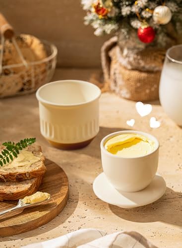 Sweese Embossed French Butter Crock with Water, Ceramic Butter Keeper