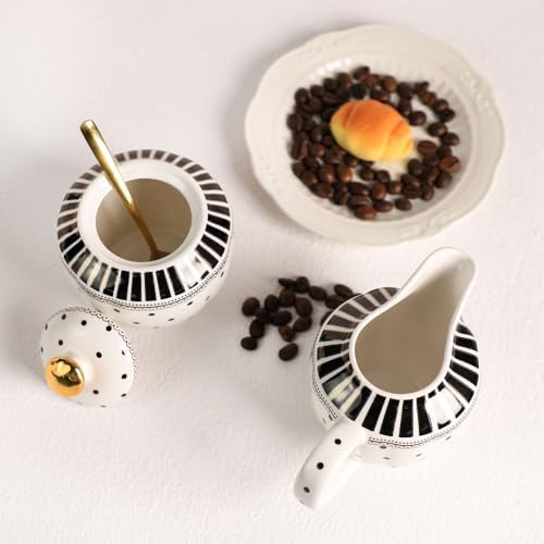 Polka Dot Ceramic Creamer and Sugar Bowl Coffee Serving Set