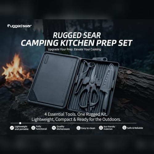 Camping Kitchen Knife Set, 4-Piece Compact Cooking Tool Set with
