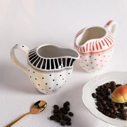 Polka Dot Ceramic Creamer and Sugar Bowl Coffee Serving Set