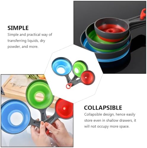 ULTECHNOVO Foldable Plastic Funnel Set for Kitchen Use, Wide Mouth Jam