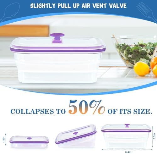 Collapsible Food Storage Containers, Premium Silicone, BPA