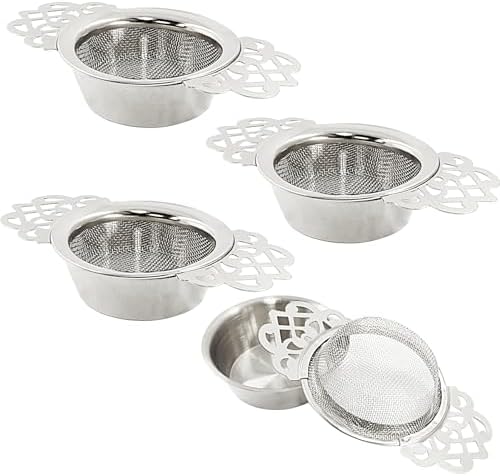 4 Pack Tea Strainers, Stainless Steel, Silver