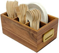 Acacia Silverware Holder for Party with Handle - Paper Plate Holders