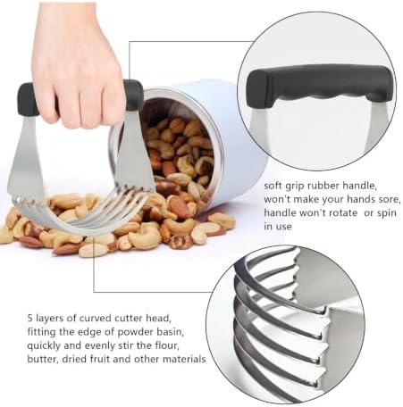 Dough Blender & Pastry Cutter Tool, Stainless Steel Pastry Blender &