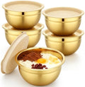 Beasea Stainless Steel Mixing Bowls with Lids, 1.5 QT, 5 Pack, Gold